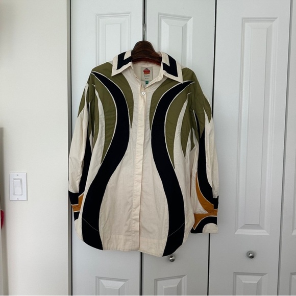 Farm Rio Coconut Tree Flow Pleated Blouse - Picture 4 of 8